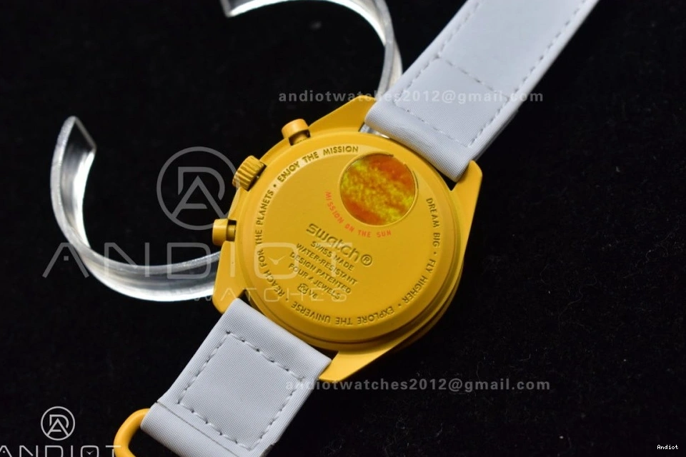 Moonwatch Bioceramic Mission Nylon Swatch to x on the Omega Sun Strap Quartz 1220